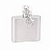 Small Flask Mounted on Keychain Clip - Holds 2 oz, Satin Stainless Steel Finish Perfect for Engraving, Screw-Down Cap - Comes in Black Box Perfect for Gift