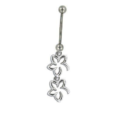 Sterling Silver Hawaiian Flower Tiffany Style Navel Belly Ring