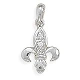 Sterling Silver Cubic Zircona Fleur De Lis Pendant