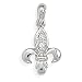 Rhodium Plated Fleur- de -lis CZ Pendant