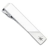 Rhodium-plated .01 Ct. Diamond Polished Florentined Tie Bar