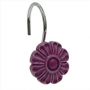 Bathroom Sets Shower Curtain Hook with Purple Flower Design
