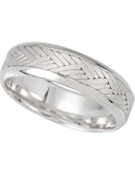 14K White-Gold Duo 7mm Hand Woven Comf Fit by US Gems