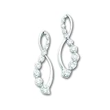14k White Gold Diamond Journey Earrings