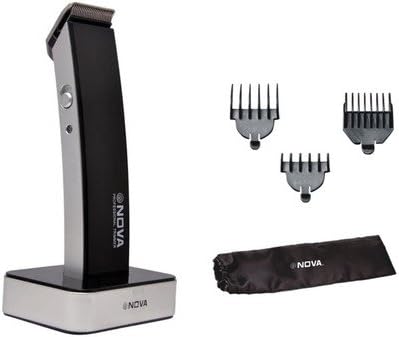Nova Rechargeable Modern Hair Clipper Kit Ultra-sleek Hair, Body, Mustache, and Beard Trimmer Looks Great in Any Bathroom - Ac Adapter, Base Dock, 4 Trimming Attachments Included