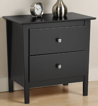 Prepac BBR-2525 Berkshire Collection 2 Drawer Night Stand - Black