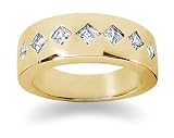 0.7 ctw. Woman's Princess Diamond Wedding Band in 18K Yellow Gold