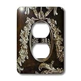 Florene Decorative - Gold Black Medallion - Light Switch Covers - 2 plug outlet cover