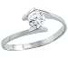 Solid 14k White Gold Ladies Solitaire CZ Cubic Zirconia Engagement Ring Round Cut 0.5 ct
