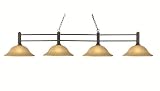 Z-Lite 127-4BRZ-GL16 73-Inch 4-Light Billiard / Island Fixture with Golden Glass Shades