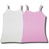 Calvin Klein Girl's White and Pink Cotton Camisole 2-pack