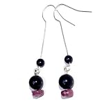 Obsidian Earrings 10 Dangle Ruby Rainbow Black Pink Crystal Healing Gemstone 2