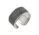 10mm Wide Ribbed Adjustable Sterling Silver Edged Thumb Ring (Size 6,7,8,9)