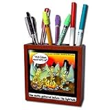 Londons Times Funny Bugs and Slugs Cartoons - Moth Gatherings Before The Lightbulb - Tile Pen Holders-5 inch tile pen holder