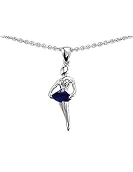Original Star K (tm) Ballerina Dancer Pendant with Round 7mm Created Sapphire in .925 Sterling Silver
