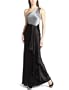 ABS Allen Schwartz Women's Asymmetrical Draped Sash Gown,Black/Gun,10