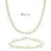 Sterling Silver 5.5-6mm Genuine Freshwater Cultured White Pearl Necklace Bracelet & Stud Earrings Set