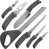 31loeATA1bL. SL160  Sportsman Dream Knife Set   7 Pc Stainless Steel This All in One Set Truly Is a Sportsmans Dream. Youll Be Able to Do It All From Baiting to Filleting to Sawing with This Complete Set of Outdoor Knives This Amazing Set Makes a Great Gift for Hunters and Fishermen