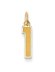 14k Yellow Gold Small Satin Number 1 Charm Pendant. Metal Wt- 0.43g