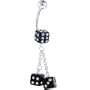 Black Jeweled CASINO DICE Dangle Belly Ring