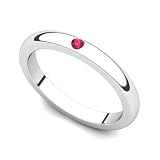 14k White Gold Bezel set Ruby Band Ring