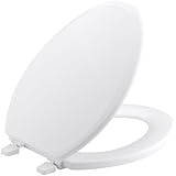 KOHLER K-4694-0 Ridgewood Molded-Wood with Color-Matched Plastic Hinges Elongated Toilet Seat, White