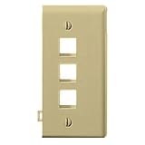 Leviton 40813-BI Sectional Wall Plate, 3-Port QuickPort End Section, Ivory