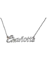 Name Necklaces Charlotte - Personalized Necklace White Gold Plated 18K, Belcher Chain, 2mm Thick