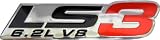 LS3 6.2L V8 Red Engine Emblem Badge Highly Polished Aluminum Chrome Silver for GM General Motors Chevy Chevrolet