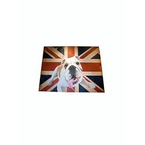 Cadre en toile avec le drapeau anglais Union Jack et un chien