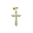 14k Two Tone White and Yellow Gold Cross Pendant