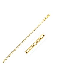 2.8mm 14K Yellow Gold Solid Figaro Bracelet