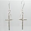 Dainty Cross Dangle Earrings with Stamp Detail in Sterling Silver , #9496