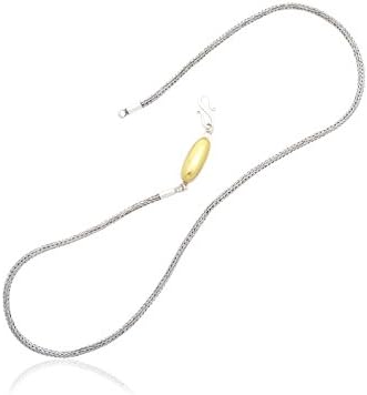 1974 Brand Artisan Crafted Sterling Silver Naga Chain Necklace with 18K gold clasp, 20.25"