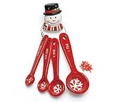 ChRisTMas SNOWMAN ceramic MEASURING SPOONS set CuTe