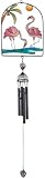 Wind Chime With Black Coated Gems Flamingo Hanging Garden Decoration
