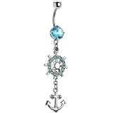 Crystalline Wheel Anchor Belly Ring