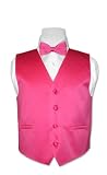 Covona BOY'S Solid HOT PINK FUCHSIA Color Dress Vest BOWTIE Set