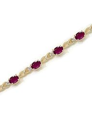 14kt Yellow Gold Oval Ruby and Diamond Bracelet