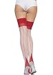 Valentine's Day Lycra Sheer Thigh High Nylon Stocking With Contrast Back Seam And Cuban Heel (White/Red-One Size)