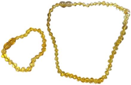 Baby Bee Calm - Baltic Amber Teething Jewelry (Necklace/Bracelet Set, Honey)