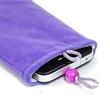 Bluecell Purple Faux suede Carrying Bag/Sleeve for iPhone 3GS/4 + Free Blue ....