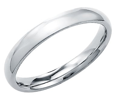 14k Solid White Gold Plain Comfort Wedding Ring Band 3MM - Size 10 - 4 Grams
