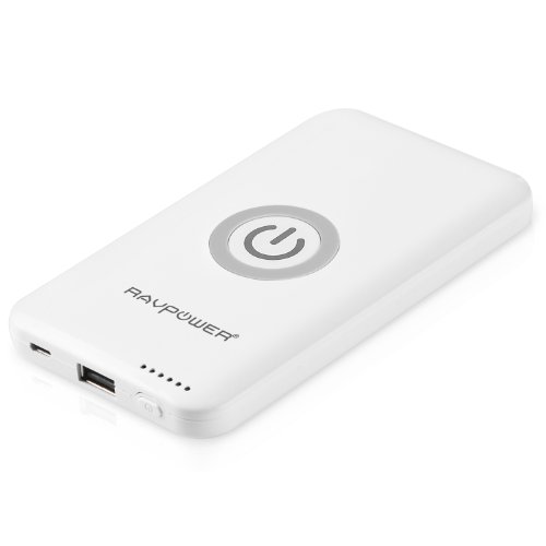 RAVPower 「Qi」規格ワイヤレスチャージャー 4800mAhモバイルバッテリー内蔵 置くだけ充電 非接触充電 無線充電器