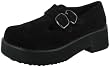 SIDEOUT by Volatile Kelly Leather Suede Buckle Strap Mary Jane Platform Heel Shoe Black