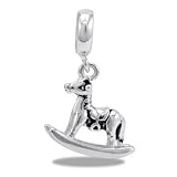 DaVinci Baby Rocking Horse European/Memory Dangle Charm/Bead Double Sterling Layered Bead - Fits Pandora Bracelets