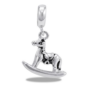 DaVinci Baby Rocking Horse European/Memory Dangle Charm/Bead Double Sterling Layered Bead - Fits Pandora Bracelets