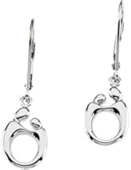 13.50X10.00 Mm Pair 14K White Gold Mother & Child Leverback Earring