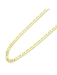 14K Gold 1.8mm Italian Flat Mariner Link Chain Necklaces ( Available Length 16", 18", 20", 22", 24")