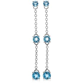 14k White Gold Swiss Blue Topaz Dangle Earrings by Amazon.com Collection